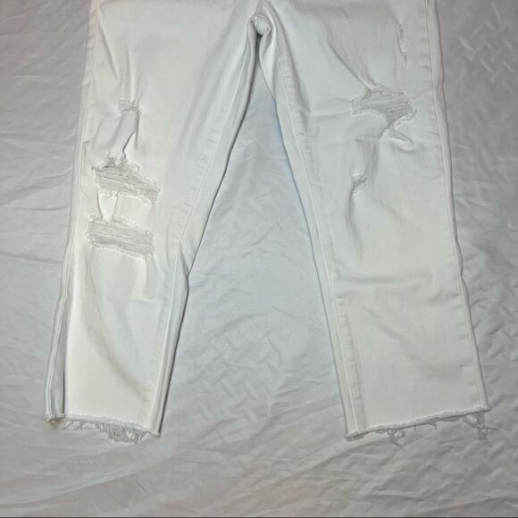 Paige Womens Bridgette Mid Rise Crop White Destroyed Jeans 26 - Picture 3 of 12